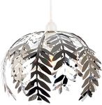 Traditional Fern Leaf Designed Ceiling Pendant Light Shade in Silver Chrome Finish | 28cm Diameter | Quality Made Product by Happy Homewares