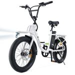 isinwheel U7 Electric Bike, 20"×3.0 Fat Tire Step-Thru Electric Bicycle, 80KM Range & 32KM/H Top Speed, 48V 10.4h Removable Battery, 7 Speed, LCD Display, 500W Commuting Ebike for Adults