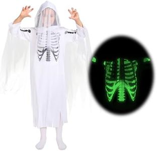 Sincere Party Halloween Ghost Ghoul Costume per bambini,Glow Nel buio Skeleton Print Spooky Costume per ragazzi e ragazze 5-7 anni