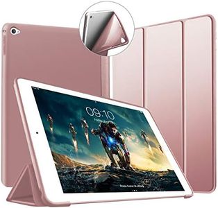 VAGHVEO Funda iPad Air 2, Ligera Silicona Soporte Smart Cover [Auto-Sueño/Estela], Cubierta Trasera de TPU Suave Cáscara para Apple 9.7 Pulgadas iPad Air 2 (Modelo: A1566, A1567), Oro Rosa