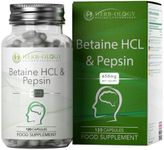 HB Betaine HCL with Pepsin Capsules | 120 High Strength Betaine Hydrochloride with Pepsin Capsules - 650mg Betaine & 30mg Pepsin per Serving | Non-GMO, Gluten & Allergen Free | Made in The UK