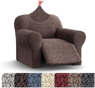 PAULATO BY GA.I.CO. Recliner Cover - Recliner Chair Cover - Recliner Slipcover - Cotton Fabric Slipcover - 1-Piece Form Fit Stretch Stylish Furniture Protector - Mille Righe - Brown (Recliner Cover)