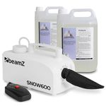 beamz SNOW600 Fake Snow Machine for Party with Remote Control & 10L Fluid – Compact Indoor & Outdoor Artificial Maker, Easy Setup, Portable DJ Effects