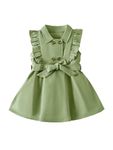 Niren Enterprise Suzuka ChicGirls Toddler & Infant Sleeveless Rufflebaby Dress - Elegant Olive A-Line Dress for Baby Girls, Handbag not Included (Olive Suzuka, 3-4Y)