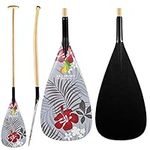 Z&J SPORT Outrigger Canoe Paddle Wooden Shaft, Tahiti Style Hybrid OC Paddle with Graphics Carbon Blade, Durable OC Paddle for Waka AMA, va’a, Bent Shaft & 12 Degree Blade (GF123,52")