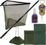42" Carp Fishing Net 2m Handle Screw Fix Unhooking Mat Weighing Sling & Scale LCD Fish Aid Spray Deluxe Case Bundle