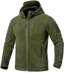 CARWORNIC Men's Tactical Hooded Fleece Jackets Full-Zip Winter Warm Polar Military Outdoor Hiking Coat with Zipper Pockets, Army Green, X-Large