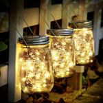 Epyz 20 LEDs Hanging Solar Light Outdoor Solar Mason Jar Lid Fairy String Lights for Christmas, Patio, Garden, Yard and Lawn [ Pack of 1, Warm Yellow ]