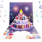 Birthday Card, Light and Music Happy Birthday Card, 3D Fireworks Pop Up Birthday Gift Greeting Card for Mom, Wife, Sister, Boy, Girl, Friends (7.1"x7.1" with Envelope)