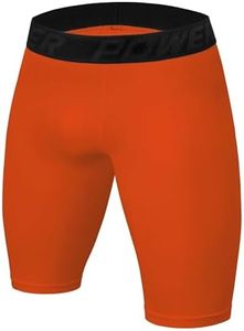 Men's and Boy's Compression Base Layer Thermal Skins Shorts - Orange, Small