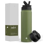 JoyJolt Triple Insulated Water Bottle with Straw Lid AND Flip Lid! 22oz Water Bottle, 12 Hour Hot/Cold Vacuum Insulated Stainless Steel Water Bottle. BPA-Free Leakproof Water Bottles - Thermos Bottle