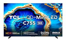 TCL 249 cm (98 inches) 4K Ultra HD Smart QD-Mini LED Google TV 98C755 (Black)