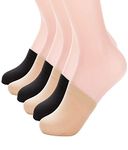 MANZI Women's 6 Pairs Non-Skid Toe Topper No Show Liner Socks Black Nude