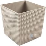 Prosper Plast Rattan Plastic Flower Pot Mocca - 40cm x 40cm x 40.8cm (LWH) 64L Capacity Planter Suitable for Indoor and Outdoor Use