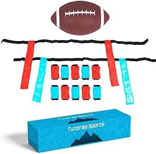 Tundras SPORTS, Flag Football Set Football set - Complete 12-Player, for juniors Includes & Flags (2 sets of 6) with Adjustable Belts Blue and Red, Blue, Red