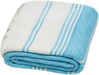 DEMMEX Certified Organic Turkish Cotton Beach and Bath Towel, Peshtemal Towel Blanket, Prewashed, Diamond Weave, 71x36 Inches (Turquoise)