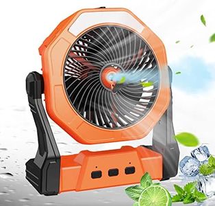 Ausic Portable Misting Fan, Camping Fan Rechargeable 10000mAh Battery Powered Fan for Camping Travel, 250mL Tank, Hanging, LED Tent, 250mL Tank, for Indoor, Outdoor Patios, BBQ, Fishing, Picnic
