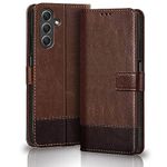 TheGiftKart Flip Back Cover Case for Samsung Galaxy A15 5G | Dual-Color Leather Finish | Inbuilt Stand & Pockets | Wallet Style Flip Back Case Cover for Samsung A15 5G (Faux Leather, Brown & Coffee)