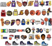 Ella & Emma 50Pcs Basketball Shoe Charms, Sports Team Shoe Pins Decorations Charms for Kids Boys. Shoes Charms Accessories For Clog Wristband Bracelet Girls Boys Teens Kids Birthday Party Favor Gifts,