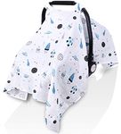 Muslin Car Seat Covers for Babies, Lightweight Infant Carseat Canopy, Breathable Baby Carrier Cover, Newborn Boys Girls Shower Gift, Fit Spring Summer/Hot Days/Warm Weather