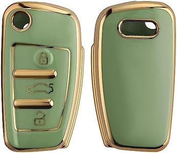 kwmobile Key Cover Compatible with Audi 3 Button Flip Key Key Cover - Car Key Fob Case Protector - Green/Gold