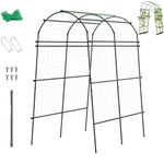 GiantexUK 7.5FT/230CM Garden Arch Trellis, Extra Tall Metal Tunnel Trellises Arbors with Nylon Netting & Staked Rods, Outdoor Support Structure Stand for Climbing Plants Vines Vegetables