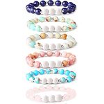 Thunaraz 6Pcs Lava Rock Stone Aromatherapy Essential Oil Diffuser Bracelet for Women Natural Gemstone Healing Crystal Bracelet