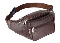 K London Leather Brown Men Women Waist Bag Fanny Bag Travel Pouch Passport Holder (1446_Brown)