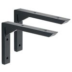 Mooche 2PCS Heavy Duty Shelf Brackets 6 inch, Black Wall Brackets for Shelves, Stainless Steel Triangle Shelf Support with Screws for Living Room Bedroom Garage