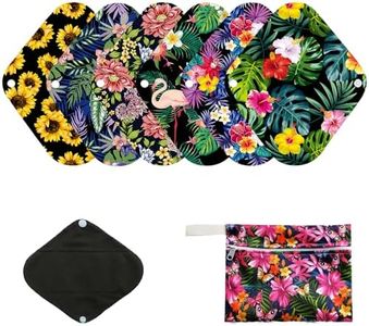 7pcs Pack Cloth Pads Including 1pc Mini Wet Bag +6pcs 8 Inch Bamboo Charcoal Cloth Menstrual Pads/Reusable Sanitary Pads/Mama Panty Liners