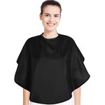 Advanced Short Makeup Cape, Comb-out Beard Shaving Bib Mini Beauty Salon Styling Cape Lightweight Hairdressing Shampoo Cape Makeover Shawl for Makeup Artist Beautician Stylist (Black)