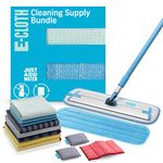 E-Cloth 13-pc Cleaning Supply Kit, Includes Microfiber Cleaning Cloth and Mop Supplies, Multi-use Cleaner Set for Glass, Window, Surface, Floor, Bathroom, Stainless Steel, Dishwasher, 100 Wash Promise