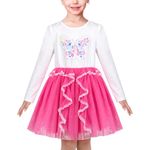 Sunny Fashion Girls Dress Pink White Tee Butterfly Floral Cute Lace Trim Tulle Size 6 Years