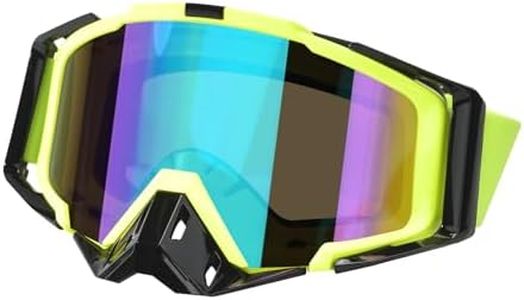 HNJOKE Motorcycle Goggles Riding Goggles ATV for Adults Men, Ski Windproof Glasses, Green Frame Blue Lens