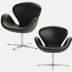 My Art Design - 1 Modern Swivel Lounge Chair with Hydraulic Lift for Home Office Hotel Cafe (1 Chair, Black, Faux Leather)