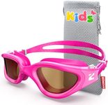 ZIONOR Kids Swim Goggles, G1MINI Ultra Photochromic Polarized Swimming Goggles Boys Girls, UV Protection Leakproof Easy Adjustable Strap for Indoor Outdoor Swimming (Rose Frame)