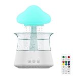 PAIKOE Cloud Rain Humidifier, Colorful Light Raindrop Aroma Diffuser Humidifiers with 7 Color Changing Lights Desktop Fountain Water Drop Sound for Home Office (White + Remote Control)