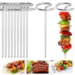 ADERTOS 20 PCS Metal Skewers for Air Fryer, 10CM Standing Kebab Skewers Stainless Steel BBQ Skewers Grill Barbecue Skewers Sticks Reusable Cocktail Skewers for Fruit Kebabs Sausage Barbecue Snacks