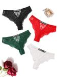 Avidlove Women Sexy Panties Lace Cheeky Panty Rhinestone Bikini Underwear 1-4 Pack