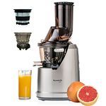 Kuvings B1700 Dark Silver Professional Cold Press Whole Slow Juicer with Smoothie & Sorbet Attachments, Patented JMCS Technology for 10% More Juice, Best Fruit & Vegetable Juicer, 240 watts