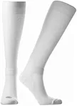 Doctor's Choice Men's Compression Socks, Over-the-Calf, 10-20 mmHg, For Support & Recovery, Seamless Toe, Non-Binding Top (White, X-Large)