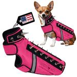 CoyoteVest SpikeVest Dog Harness Vest, Reflective Dog Accessories with Spikes to Shield Your Pet from Raptor and Animal Attacks, Hook & Loop for Fast Wearing and Removal (XXS, Pink)