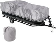 Pyle Universal Boat Adjustable Storage Cover - 17'-20'L to 96” Pontoon Boats Protection Custom Heavy Duty Waterproof Polyester Fabric, Snap Strap, Elastic Cord, Bag