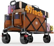 Timber Ridge 47" L Collapsible Wagon with Tailgate & Brake, 300lbs Heavy Duty Beach Wagon with All-Terrain Big Wheels, 250L Foldable Utility Cart for Sand Camping Sports Shopping, Orange