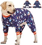 LovinPet Pet Clothes for Large Dogs: Nighthawk& Red Fox Steel Gray Print, Lightweight Stretchy Knit Pullover Pet Pajamas, Big Dog Onesie, Large Breed Dog Jammies, Pet PJ's/Large