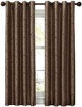 MAYTEX Jardin Thermal Blackout Room Darkening Faux Silk Embroidered Single Panel Grommet Window Curtain, 54 inch x 63 inch, Mocha Brown