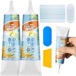 Taricor Pool Repair Kit, Vinyl Inflatable Repair Kit,Waterproof Hot Tub Repair Kit Air Mattress Patch Kit with PVC Patches (Trans/Blue) for Boats, Swimming Pools, Air Beds, Tents (15ML*2PCS)