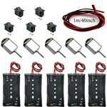 DC Motor, Her Kindness 5 Sets of DC Motor Kits Mini Model Electric Motors 1.5-6V 24000RPM Min ± 5% 5 Mini Boat Switches 5 AA Battery Holders Red and Black Two-tone 0.5 Square Cable (40 inch)