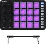 M-VAVE SMC-PAD MIDI Controller,Bluetooth Wireless Portable MIDI Pads with Velocity Sensitive Pads,Beat Maker,white 6.35mm Audio Cable (Black)