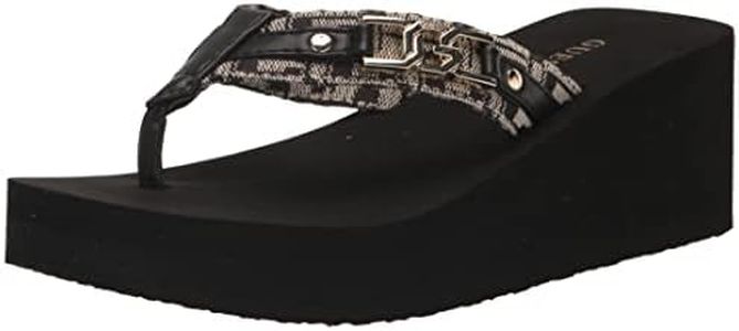 GUESS Women's Ediva Wedge Sandal, Black 001, 7